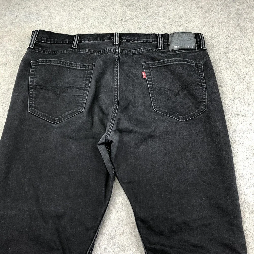 Levis 512 Jeans Mens 40x32 Black Charcoal Wash Slim Tapered Denim Pants Casual